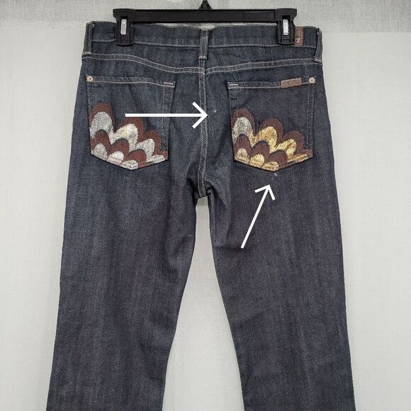 7 for All Mankind Dark Wash Bootcut Metallic embroidered back pockets, sz 29 - Picture 11 of 11